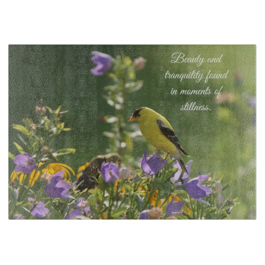 Planche À Découper Goldfinch sur Harebell Flower (Devant)