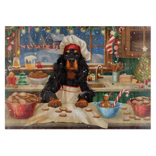 Planche À Découper Gordon Setter Gâteau de vacances : Noël festif (Devant)
