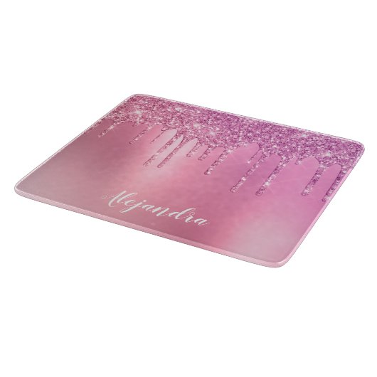 Planche À Découper Gorgeous pink rose gold & purple glitter drips (Coin)