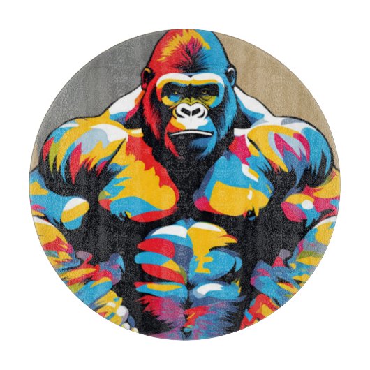 Planche À Découper Gorilla Bodybuilder Poids Lifter Pop Art Cartoon (Devant)