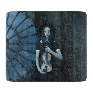 Planche À Découper Gothique Victorian Girl tenant Violon Imaginaire f