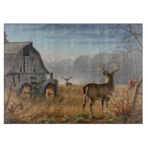Planche À Découper Grand Cerf Buck Affrontement à la Ferme
