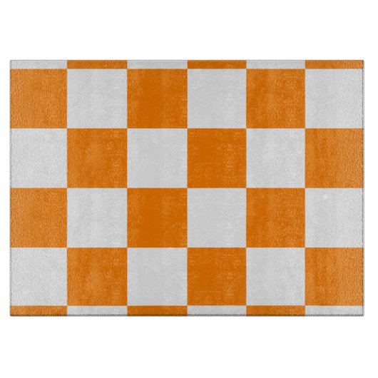Planche À Découper Grand Checkered - blanc et orange (Devant)