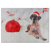 Planche À Découper Grand chien Danse Casquette Joyeux Noël Ornement r (Devant)