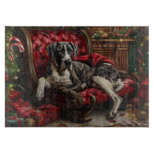 Planche À Découper Grand Danois Noël Fête (Devant)