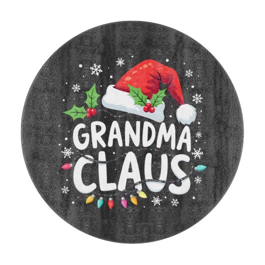 Planche À Découper Grand-mère Claus Noël Family Union (Devant)