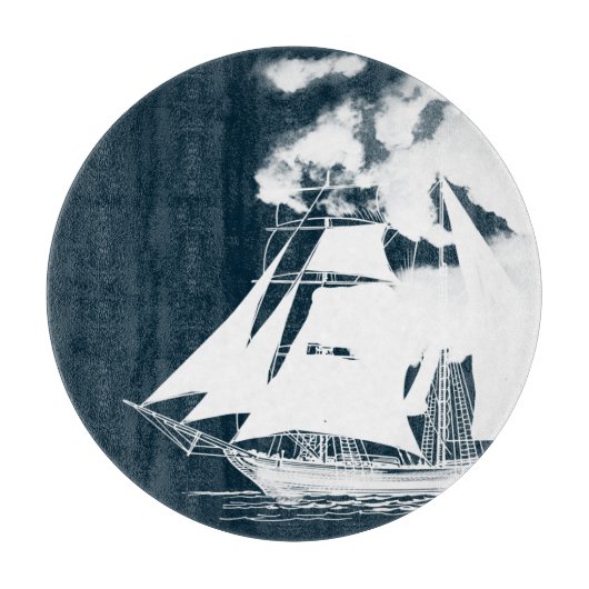 Planche À Découper Grand navire et nuages Nautique (Devant)