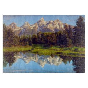 Planche À Découper Grand Tetons se reflétant dans la rivière Snake