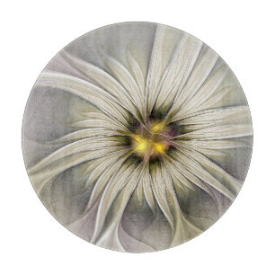 Planche À Découper Grande Fleur d'ivoire, Abstrait Art Fractal Modern