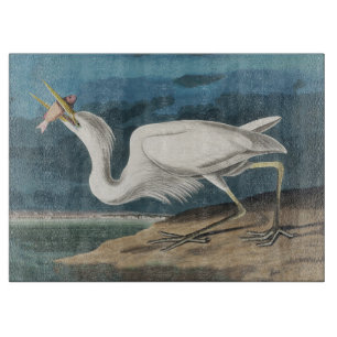 Planche À Découper Grande Peinture de la faune d'Audubon Heron blanc