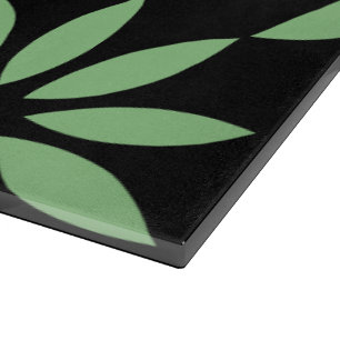 Planche À Découper Grandes fleurs noires et vertes