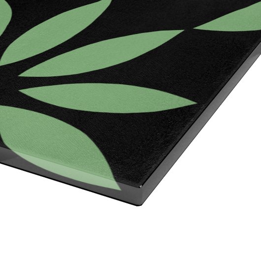 Planche À Découper Grandes fleurs noires et vertes (Coin)