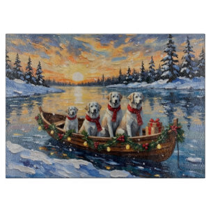 Planche À Découper Grandes Pyrénées Bateau de Noël pour les Fêtes