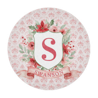 Planche À Découper Grandmillennial Holiday Crest | Christmas Monogram