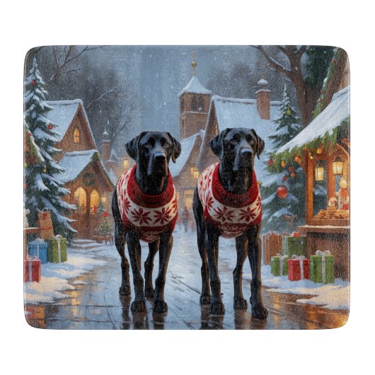 Planche À Découper Grands Danois Noël Fête de fin d'année (Devant)