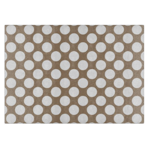 Planche À Découper Grands points rétro - blanc et taupe