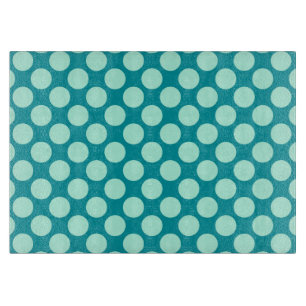 Planche À Découper Grands points rétro - turquoise et aqua
