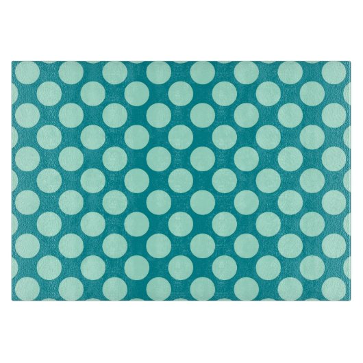 Planche À Découper Grands points rétro - turquoise et aqua (Devant)