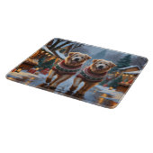 Planche À Découper Grands Pyrenees Chiens Noël Neige Vacances (Coin)