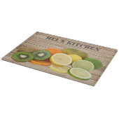 Planche À Découper Graphique de fruit d'agrumes sur fond effet bois (Coin)