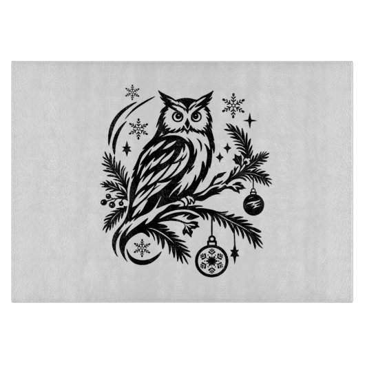 Planche À Découper Graphisme de hibou de Noël festif (Devant)