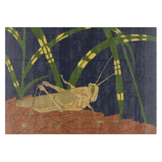 Planche À Découper Grasshopper en Grass vert sur Arrière - plan bleu (Devant)