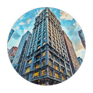 Planche À Découper Gratte-ciel de ville Art