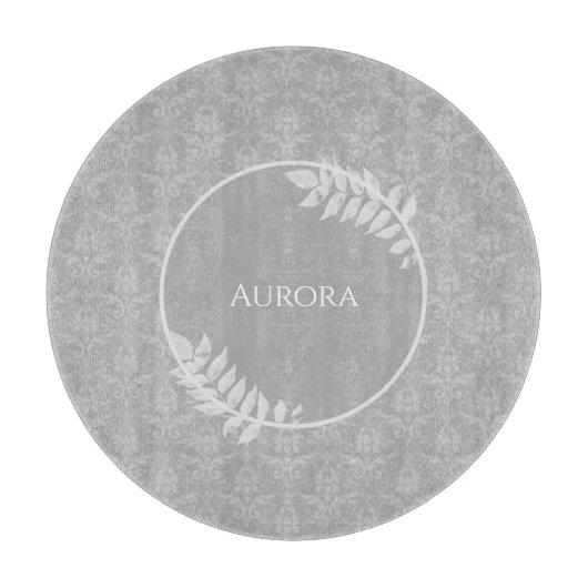 Planche À Découper Gray Elegant Damask Personnalisé Cutboard (Devant)