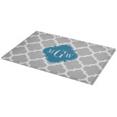 Planche À Découper Gray White Moroccan #5 Peacock 3 Monogram initial (Coin)