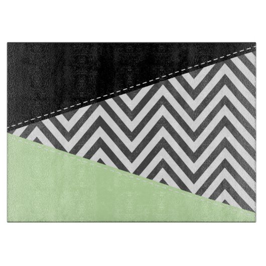 Planche À Découper Gray Zigzag, Gray Chevron, Zigzag Pattern, Mint (Devant)