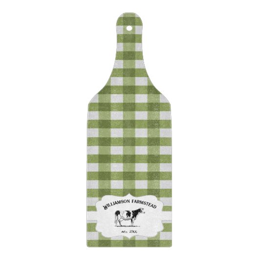Planche À Découper Green Buffalo Plaid Farm Cow Cutting Board (Devant)