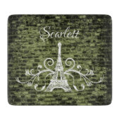 Planche À Découper Green Eiffel Tower Grunge (Devant)