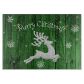 Planche À Découper Green Rustic Christmas Reindeer Cutting Board (Devant)