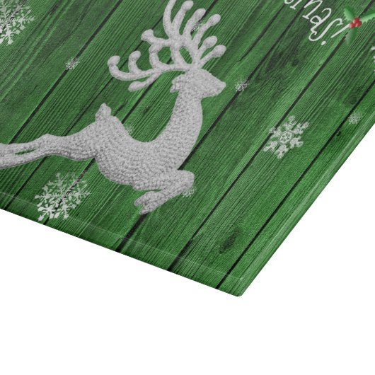 Planche À Découper Green Rustic Christmas Reindeer Cutting Board (Coin)