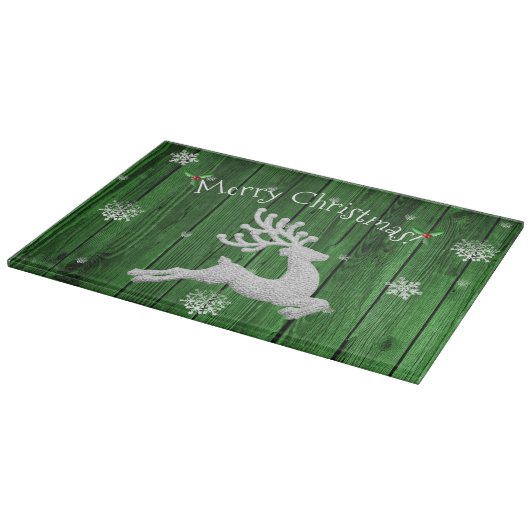 Planche À Découper Green Rustic Christmas Reindeer Cutting Board (Coin)