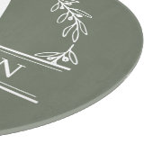 Planche À Découper Green Wreath Nom de famille Monogramme (Coin)