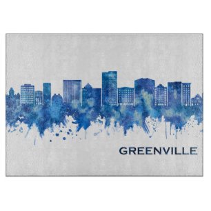 Planche À Découper Greenville Caroline du Sud Skyline Blue