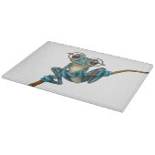 Planche À Découper Grenouille d'arbre bleue mignonne avec des verres (Coin)