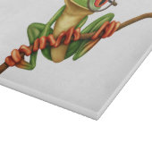 Planche À Découper Grenouille d'arbre verte mignonne avec des verres (Coin)