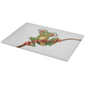Planche À Découper Grenouille d'arbre verte mignonne avec des verres (Coin)