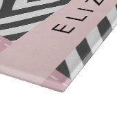 Planche À Découper Grey Zigzag, Grey Chevron, Rose, Votre Nom (Coin)