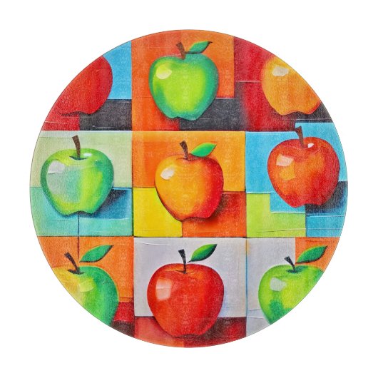 Planche À Découper Grille Apple colorée (Devant)