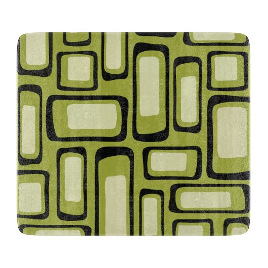 Planche À Découper Grille rectangle arrondi vert milieu du siècle rét (Devant)