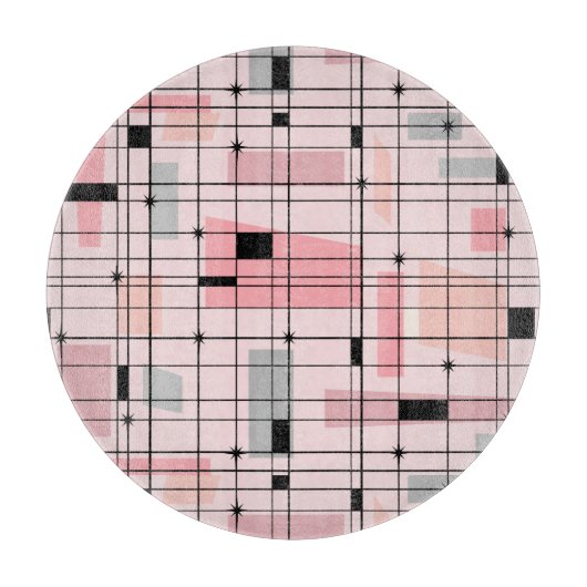 Planche À Découper Grille rose rétro et tableau de découpe Starburst (Devant)