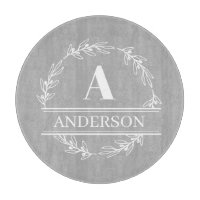 Gris Blanc Couronne Nom de famille Monogramme