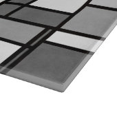 Planche À Découper Gris blanc Mondrix style noir ruban Monogramme (Coin)