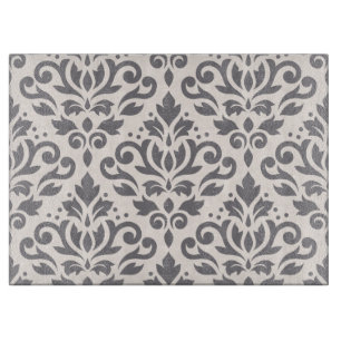 Planche À Découper Gris de motif de damassé de rouleau grand sur la