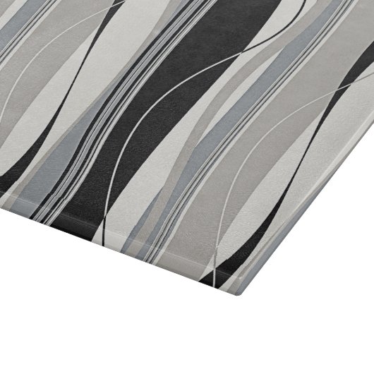 Planche À Découper Gris et blanc onduleux de noir de rayures (Coin)