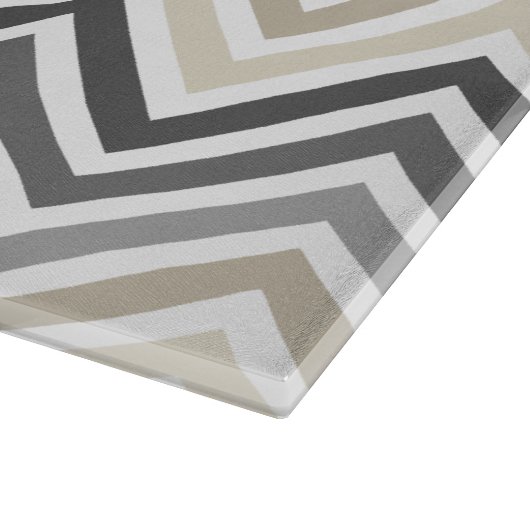 Planche À Découper Gris & Linge Beige Chevron Motif avec Monogramme (Coin)