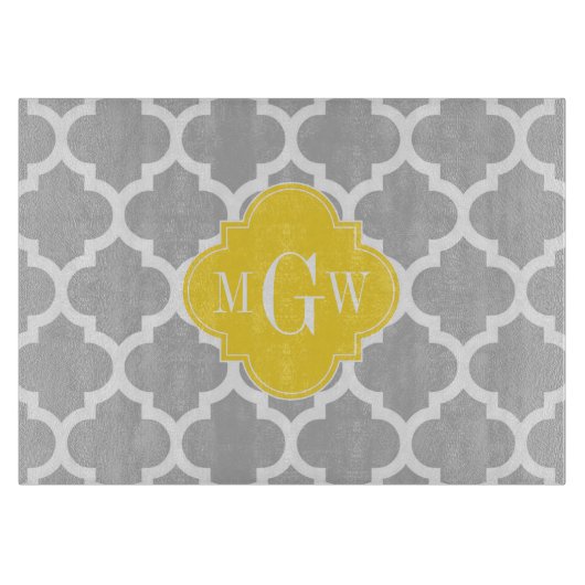 Planche À Découper Gris Whats Marocain #5 Ananas 3 Monogramme initial (Devant)